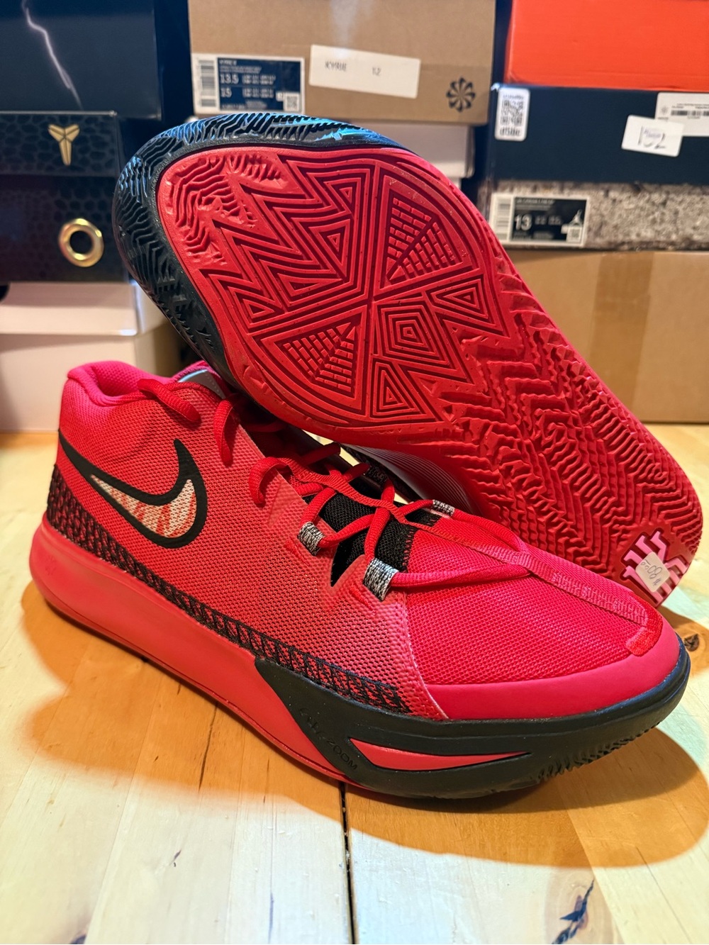 Nike Red and Black Low-Top Basketball Shoes